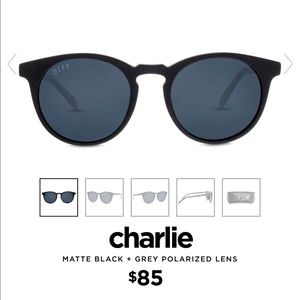 Matte black polarized DIFF sunglasses eyewear